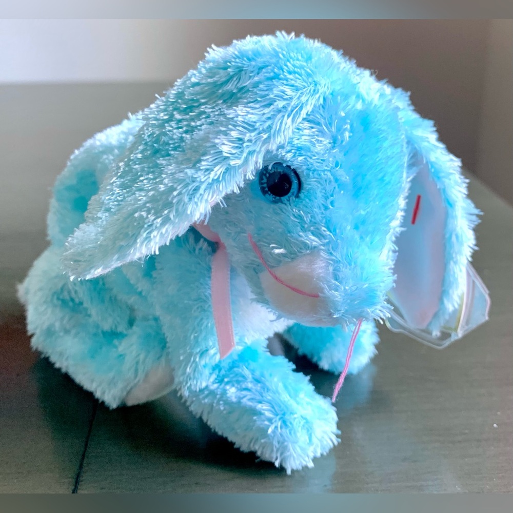 2001 Spring Retired Pastel Teal Spring Easter Bunny Rabbit Ty Beanie Baby MWMT
